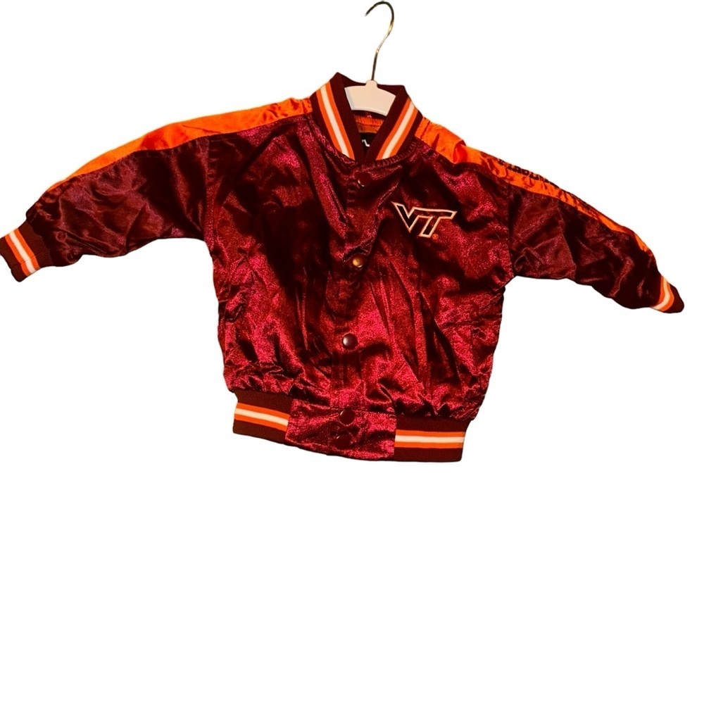 Vintage kids starter virginia tech hokies satin bomber jacket size 12/18 months
